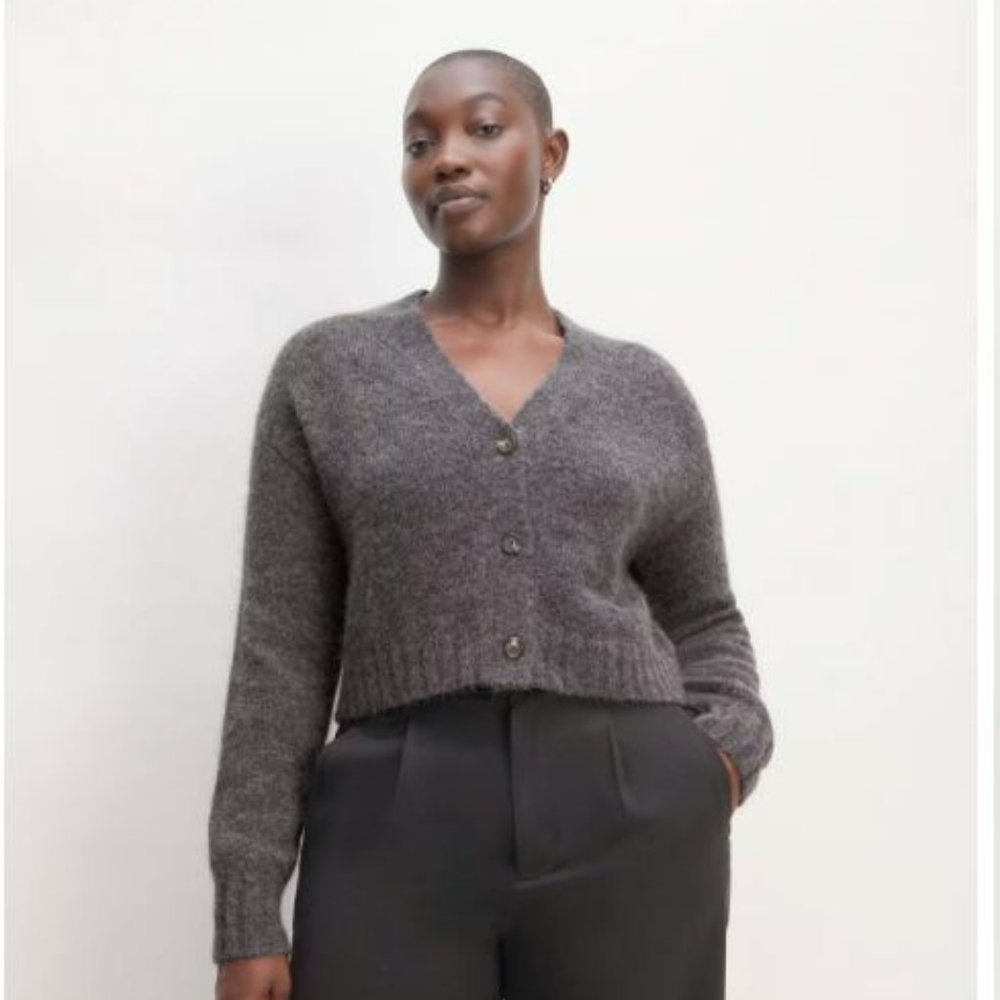 Everlane Alpaca V Neck Cropped Cardigan